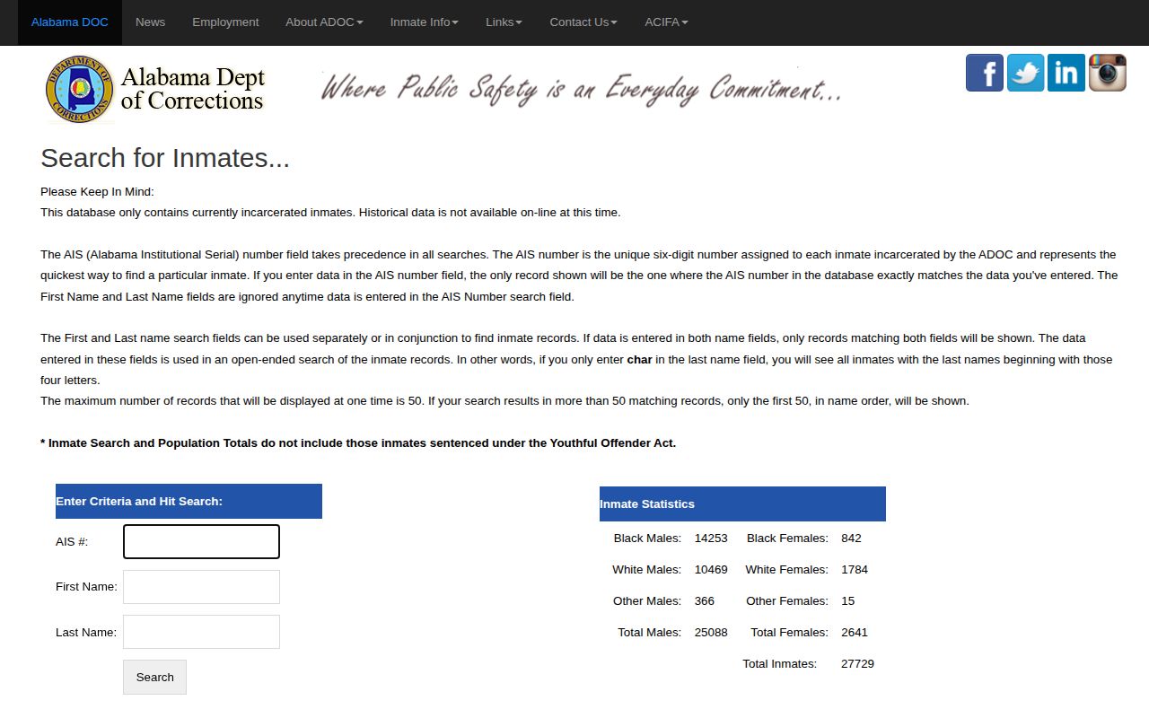 Chambers County released inmates ADOC current inmate search